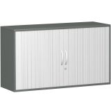 Quer-Rollladenschrank 2 OH STYLE | 160 cm breit | Korpus Graphit | Front Silber