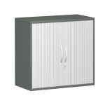 Quer-Rollladenschrank 2 OH STYLE | 80 cm breit | Korpus Graphit | Front Silber