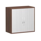 Quer-Rollladenschrank 2 OH STYLE | 80 cm breit | Korpus Nussbaum | Front Silber