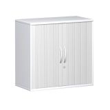 Quer-Rollladenschrank 2 OH STYLE | 80 cm breit | Korpus Wei� | Front Silber