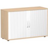 Quer-Rollladenschrank 2 Ordnerh�hen LIFE | Breite 120 cm | Buche Natur/Silber