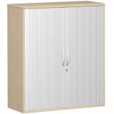 Quer-Rollladenschrank 3 OH STYLE | 100 cm breit | Korpus Ahorn hell | Front Silber