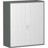 Quer-Rollladenschrank 3 OH STYLE | 100 cm breit | Korpus Graphit | Front Silber