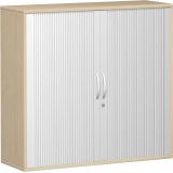 Quer-Rollladenschrank 3 OH STYLE | 120 cm breit | Korpus Ahorn hell | Front Silber