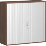 Quer-Rollladenschrank 3 OH STYLE | 120 cm breit | Korpus Nussbaum | Front Silber