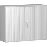 Quer-Rollladenschrank 3 OH STYLE | 160 cm breit | Korpus Hellgrau | Front Silber