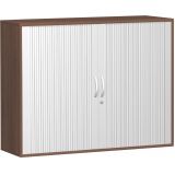 Quer-Rollladenschrank 3 OH STYLE | 160 cm breit | Korpus Nussbaum | Front Silber