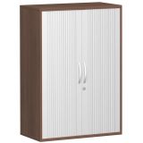 Quer-Rollladenschrank 3 OH STYLE | 80 cm breit | Korpus Nussbaum | Front Silber