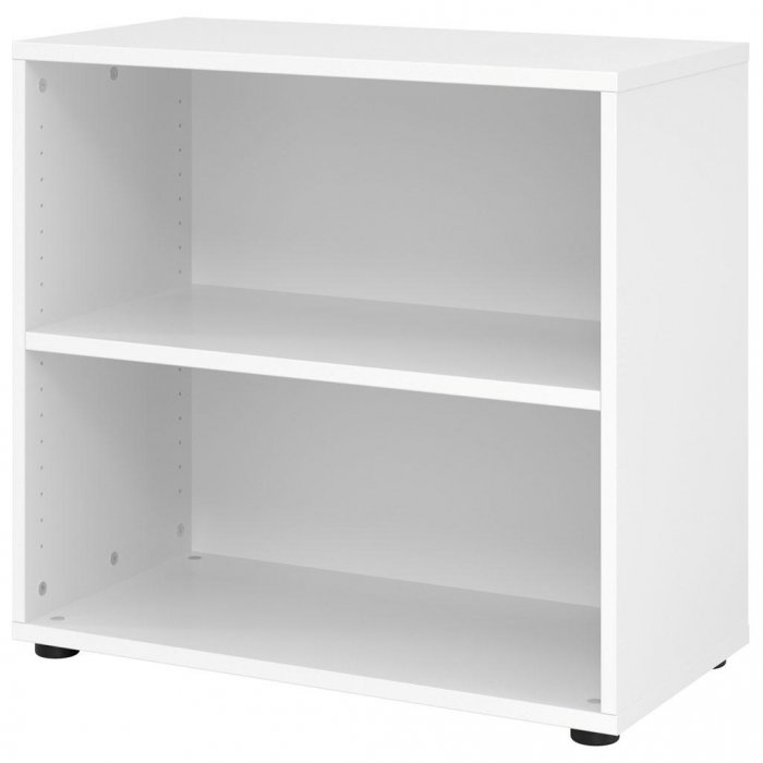 offenes Regal 2 Ordnerhöhen | Breite 80 cm | Sockelgleiter schwarz | Weiss