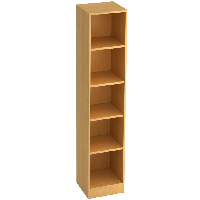 offenes Regal 5 Ordnerhöhen Breite 40 cm mit Sockelleiste aus Holz