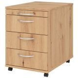 Rollcontainer LIGHT | mit 3 Schüben + Utensilienauszug | Eiche Rustikal Rollcontainer LIGHT | mit 3 Schüben + Utensilienauszug | Eiche Rustikal