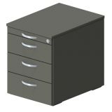 Rollcontainer STYLE | 60 cm tief | mit 3 Sch�ben + Utensilienauszug | Graphit