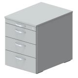 Rollcontainer STYLE | 60 cm tief | mit 3 Sch�ben + Utensilienauszug | Hellgrau