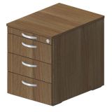 Rollcontainer STYLE | 60 cm tief | mit 3 Sch�ben + Utensilienauszug | Nussbaum