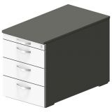 Rollcontainer STYLE | 80 cm tief | mit 3 Sch�ben + Utensilienauszug | Graphit/Wei�