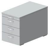 Rollcontainer STYLE | 80 cm tief | mit 3 Sch�ben + Utensilienauszug | Hellgrau