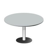 S�ulentisch Rundtisch LIFE | � 120 cm | Gestell silber | Platte Hellgrau