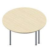 S�ulentisch Rundtisch LIFE | � 160 cm | Rundf��e silber | Platte Ahorn hell