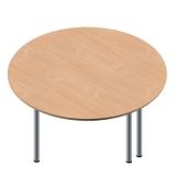 S�ulentisch Rundtisch LIFE | � 160 cm | Rundf��e silber | Platte Buche Natur