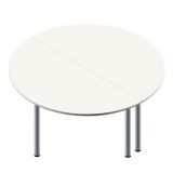 S�ulentisch Rundtisch LIFE | � 160 cm | Rundf��e silber | Platte Wei�