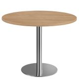 S�ulentisch Rundtisch @classic | � 100 cm | Gestell chrom | Platte Nussbaum hell
