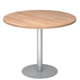S�ulentisch Rundtisch @classic | � 100 cm | Gestell silber | Platte Nussbaum hell
