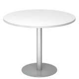 S�ulentisch Rundtisch @classic | � 100 cm | Gestell silber | Platte Wei� classic