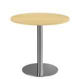 S�ulentisch Rundtisch @classic | � 80 cm | Gestell chrom | Platte Ahorn