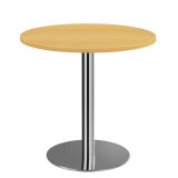 S�ulentisch Rundtisch @classic | � 80 cm | Gestell chrom | Platte Buche