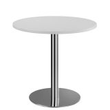 S�ulentisch Rundtisch @classic | � 80 cm | Gestell chrom | Platte Wei� classic