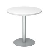 S�ulentisch Rundtisch @classic | � 80 cm | Gestell silber | Platte Wei� classic