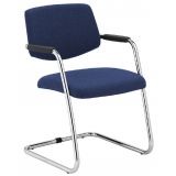 Besucherstuhl TEAM | Freischwinger chrom | Stoff Ocean Blue