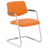 Besucherstuhl TEAM | Freischwinger chrom | Stoff Funky Orange