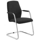 Besucherstuhl TEAM UP | Freischwinger chrom | Schurwolle black