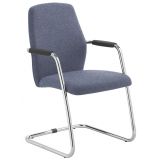Besucherstuhl TEAM UP | Freischwinger chrom | Schurwolle winter blue