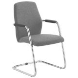 Besucherstuhl TEAM UP | Freischwinger chrom | Schurwolle stone grey