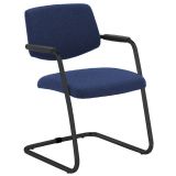 Besucherstuhl TEAM | Freischwinger schwarz | Stoff Ocean Blue