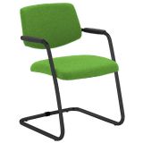 Besucherstuhl TEAM | Freischwinger schwarz | Stoff Apple Green