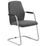 Besucherstuhl TEAM UP | Freischwinger chrom | Schurwolle dark grey