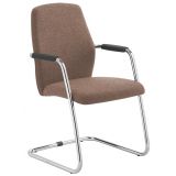 Besucherstuhl TEAM UP | Freischwinger chrom | Schurwolle macchiato brown