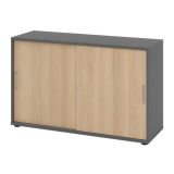 Schiebetürenschrank 2 Ordnerhöhen SMART | Breite 120 cm | Graphit/Eiche Schiebetürenschrank 2 Ordnerhöhen SMART | Breite 120 cm | Graphit/Eiche