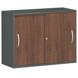 Schiebetürenschrank 2 Ordnerhöhen STYLE | Breite 100 cm | Graphit/Nussbaum Schiebetürenschrank 2 Ordnerhöhen STYLE | Breite 100 cm | Graphit/Nussbaum