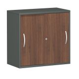Schiebetürenschrank 2 Ordnerhöhen STYLE | Breite 80 cm | Graphit/Nussbaum Schiebetürenschrank 2 Ordnerhöhen STYLE | Breite 80 cm | Graphit/Nussbaum