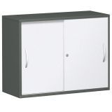 Schiebetürenschrank 2 Ordnerhöhen STYLE | Breite 80 cm | Graphit/Weiß Schiebetürenschrank 2 Ordnerhöhen STYLE | Breite 80 cm | Graphit/Weiß