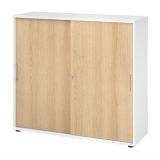 Schiebet�renschrank 3 Ordnerh�hen SMART | Breite 120 cm | Weiss classic/Eiche