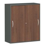 Schiebet�renschrank 3 Ordnerh�hen STYLE | Breite 100 cm | Graphit/Nussbaum