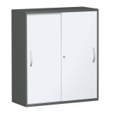Schiebet�renschrank 3 Ordnerh�hen STYLE | Breite 100 cm | Graphit/Weiss