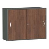 Schiebet�renschrank 3 Ordnerh�hen STYLE | Breite 160 cm | Graphit/Nussbaum