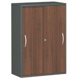 Schiebetürenschrank 4 Ordnerhöhen STYLE | Breite 100 cm | Graphit/Nussbaum Schiebetürenschrank 4 Ordnerhöhen STYLE | Breite 100 cm | Graphit/Nussbaum