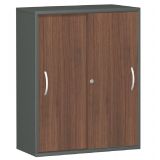 Schiebetürenschrank 4 Ordnerhöhen STYLE | Breite 120 cm | Graphit/Nussbaum Schiebetürenschrank 4 Ordnerhöhen STYLE | Breite 120 cm | Graphit/Nussbaum